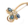 1.43ct Sapphire brooch 3-faceted medium blue sapphires 6-diamonds 