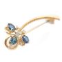 1.43ct Sapphire brooch 3-faceted medium blue sapphires 6-diamonds 