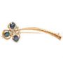 1.43ct Sapphire brooch 3-faceted medium blue sapphires 6-diamonds 