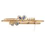 1.18ct Sapphire brooch 18k yg 4-faceted sapphires 5-diamonds 