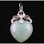 Heart shaped Burmese Jade pendant Rhodium on 14k gold 