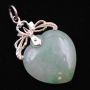 Heart shaped Burmese Jade pendant Rhodium on 14k gold 