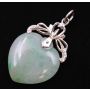 Heart shaped Burmese Jade pendant Rhodium on 14k gold 