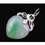 Heart shaped Burmese Jade pendant Rhodium on 14k gold 