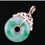 Burmese Jade Pi disc pendant 14k gold