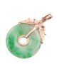 Burmese Jade Pi disk green/white vivid green mottling 14k gold pendant 