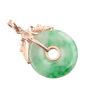 Burmese Jade Pi disk green/white vivid green mottling 14k gold pendant 