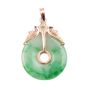 Burmese Jade Pi disk green/white vivid green mottling 14k gold pendant 