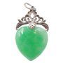 Heart shaped Burmese Jade pendant Rhodium plated 10k gold 