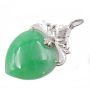 Heart shaped Burmese Jade pendant Rhodium plated 10k gold 