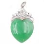 Heart shaped Burmese Jade pendant Rhodium plated 10k gold 