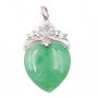 Heart shaped Burmese Jade pendant Rhodium plated 10k gold 