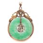 Jadeite Pi disk 14k yellow gold circular frame 