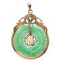 Jadeite Pi disk 14k yellow gold circular frame 