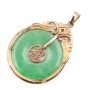 Jadeite Pi disk 14k yellow gold circular frame 