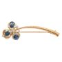 1.43ct Sapphire brooch 3-faceted medium blue sapphires 6-diamonds 