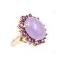 Jadeite deep lavender lively purple cabochon 14K yg Ring