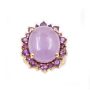 Jadeite deep lavender lively purple cabochon 14K yg Ring