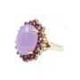 Jadeite deep lavender lively purple cabochon 14K yg Ring