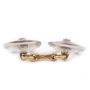 Vintage single 9mm Cufflink Platinum 14K Gold with 2x 0.05ct Diamonds