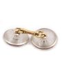 Vintage single 9mm Cufflink Platinum 14K Gold with 2x 0.05ct Diamonds