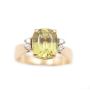 3.0ct Peridot 4x .03ct Diamonds 14K yg ring 