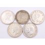 Canadas First Five silver dollars 1935 1936 1937 1838 1939 5-coins VF or better