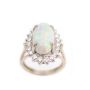 14K white gold Ladies 2.15 Carat White Opal and Diamond ring 