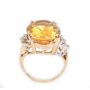 14K Yellow gold Ladies 12.00 Carat Citrine and Diamond ring 