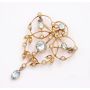 Antique 14k Yellow Gold Aquamarine & Seed Pearl Brooch