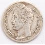 1828 W France 1/2 Franc silver coin VF+