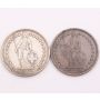 2x Switzerland 2 Francs silver coins 1920 and 1939 Circulated 2-coins