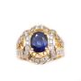 14K yg ring 2.36ct Sapphire 0.58ct Diamonds 