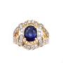 14K yg ring 2.36ct Sapphire 0.58ct Diamonds 