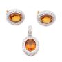 Citrine Earrings Pendant Lively Deep Orange/Gold 18K yg 