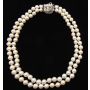 Akoya double strand cultured Pearls 7.5-8mm 18K wg diamonds