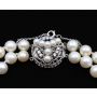 Akoya double strand cultured Pearls 7.5-8mm 18K wg diamonds