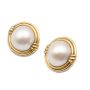 25.6mm Mabe cultured Pearl earrings 18k yg Omega/French post backs 