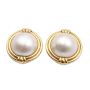 25.6mm Mabe cultured Pearl earrings 18k yg Omega/French post backs 