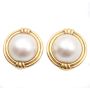 25.6mm Mabe cultured Pearl earrings 18k yg Omega/French post backs 