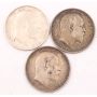 3X Great Britain silver Shillings 1907 1908 1910 Edward VII a/VF to VF