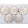 5x 1952 South Africa 5 Shillings Capetown large silver coins 5-coins Choice UNC