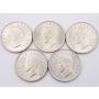 5x 1952 South Africa 5 Shillings Capetown large silver coins 5-coins Choice UNC