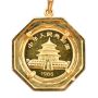 1985 China 1/20 Gold Panda .999 Pure 5 Yuan Gold Coin with 18K Diamond Bezel