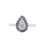 18K White Gold Pear Shaped Diamond & Blue Tanzanite Halo Ring Size 4.5