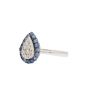 18K White Gold Pear Shaped Diamond & Blue Tanzanite Halo Ring Size 4.5