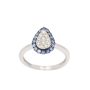 18K White Gold Pear Shaped Diamond & Blue Tanzanite Halo Ring Size 4.5