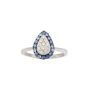 18K White Gold Pear Shaped Diamond & Blue Tanzanite Halo Ring Size 4.5