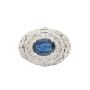 14K White Gold Ring with 1.65 ct Blue Sapphire & Diamond Halo Setting Size 6.5