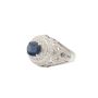 14K White Gold Ring with 1.65 ct Blue Sapphire & Diamond Halo Setting Size 6.5